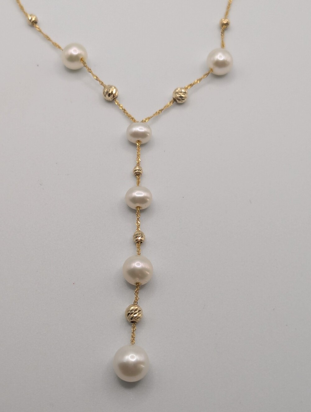 Effy 14k Yellow Gold White Pearl Lariat Drop Necklace R. H Macy&Co Fine Jewelry - Picture 6 of 16